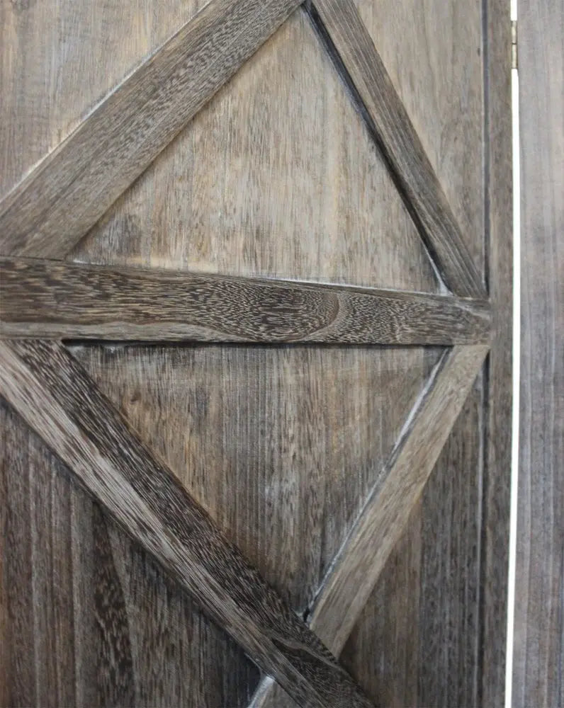 79" Brown Solid Wood Folding Four Panel Screen Room Divider - NOBLE HOME INTERIORS