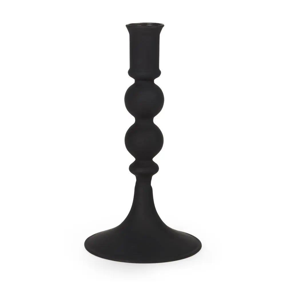 8" Black Glass Tabletop Taper Candlestick HomeRoots