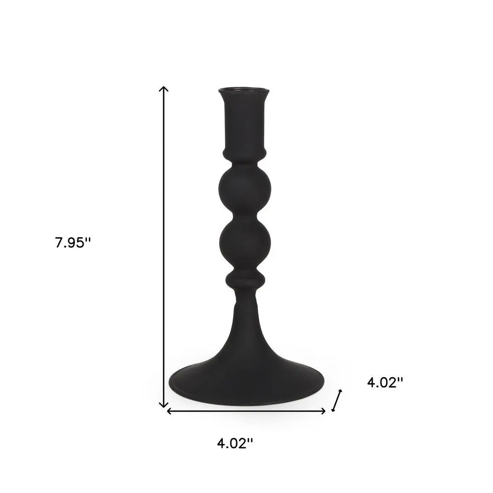 8" Black Glass Tabletop Taper Candlestick HomeRoots