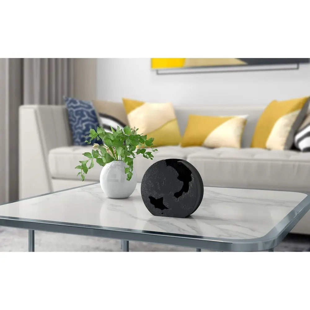 8" Black Hammered Round Aluminum Table Vase - NOBLE HOME INTERIORS