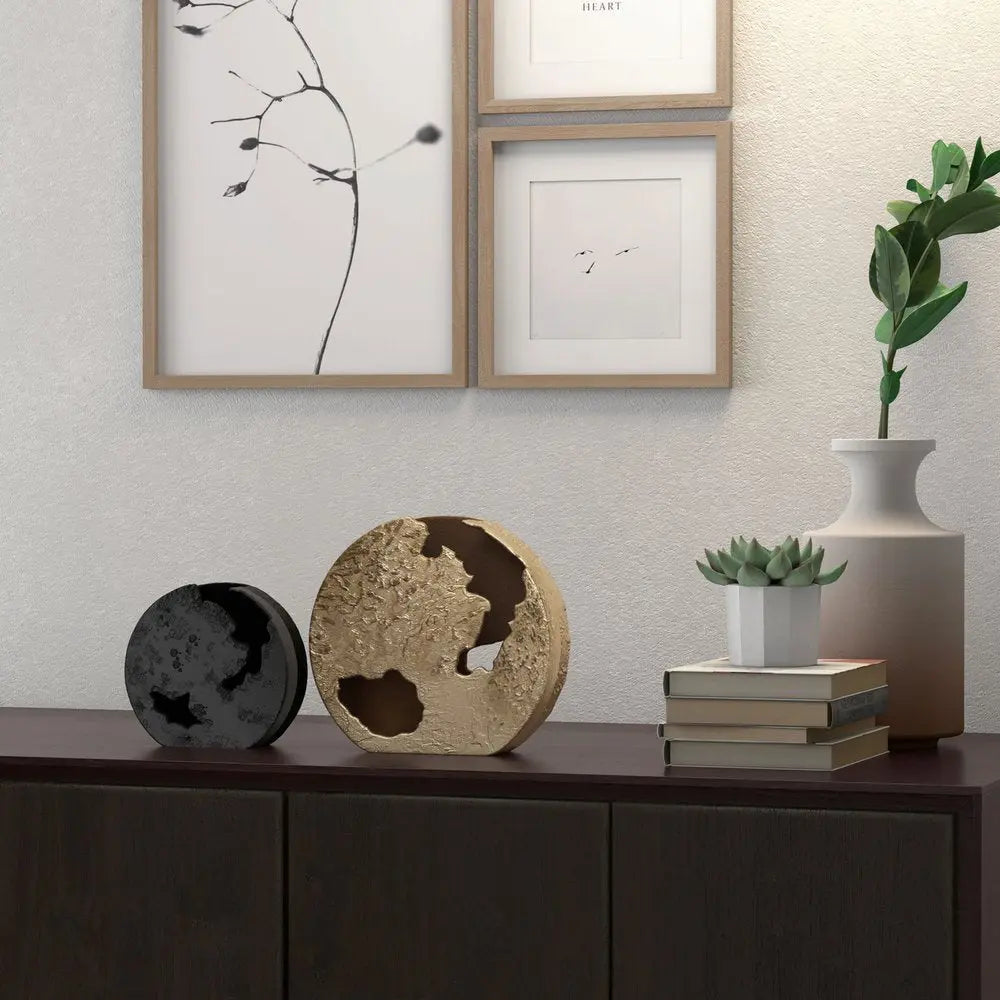 8" Black Hammered Round Aluminum Table Vase - NOBLE HOME INTERIORS