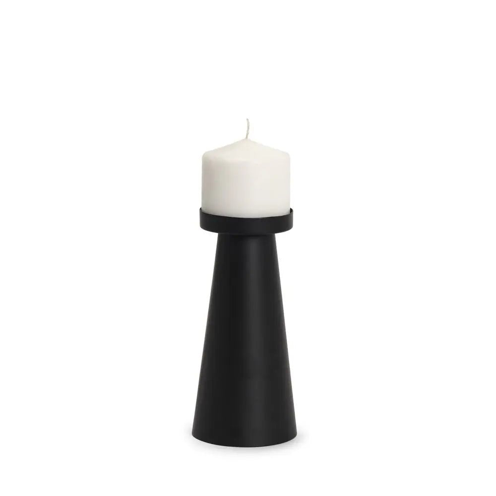 8" Black Metal Tabletop Pillar Candle Holder HomeRoots
