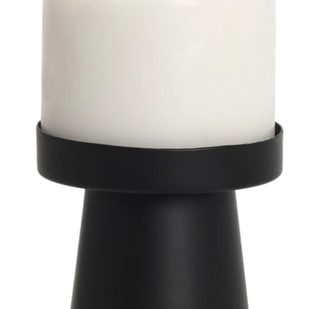 8" Black Metal Tabletop Pillar Candle Holder HomeRoots