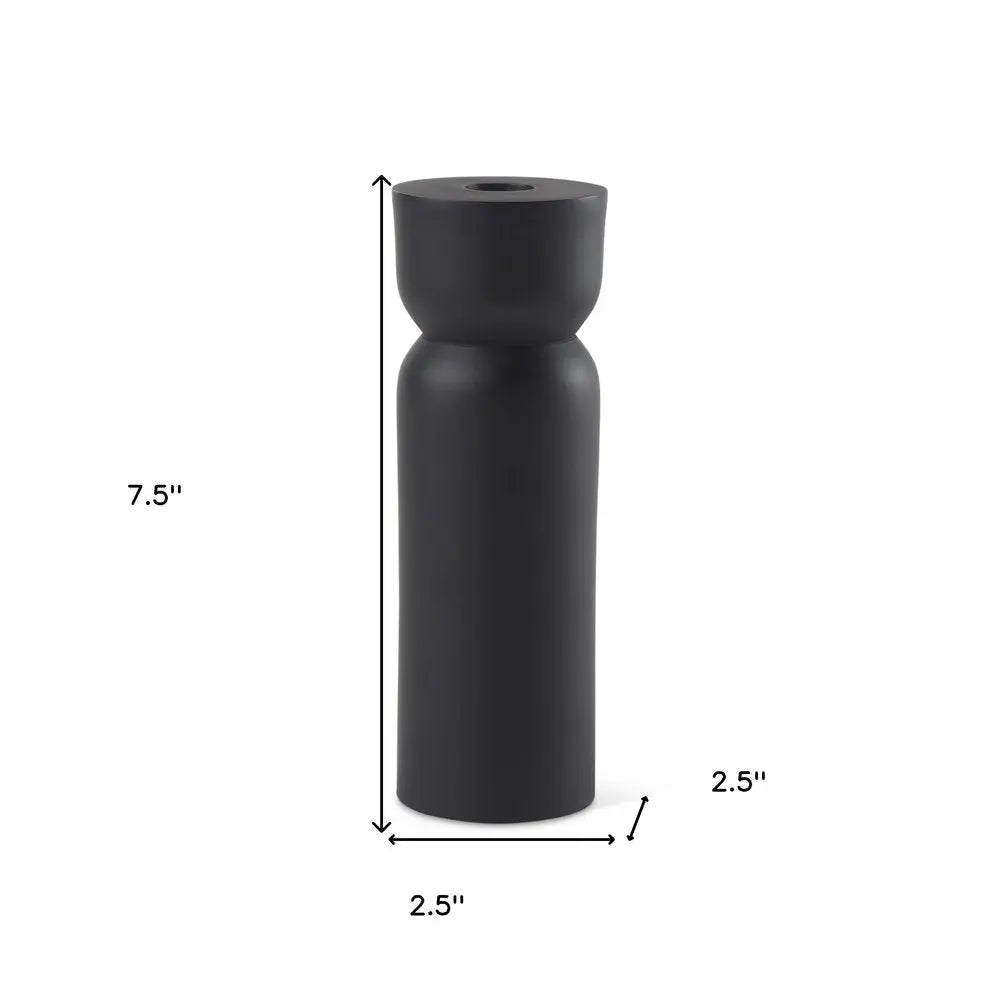 8" Black Metal Tabletop Taper Candle Holder - NOBLE HOME INTERIORS