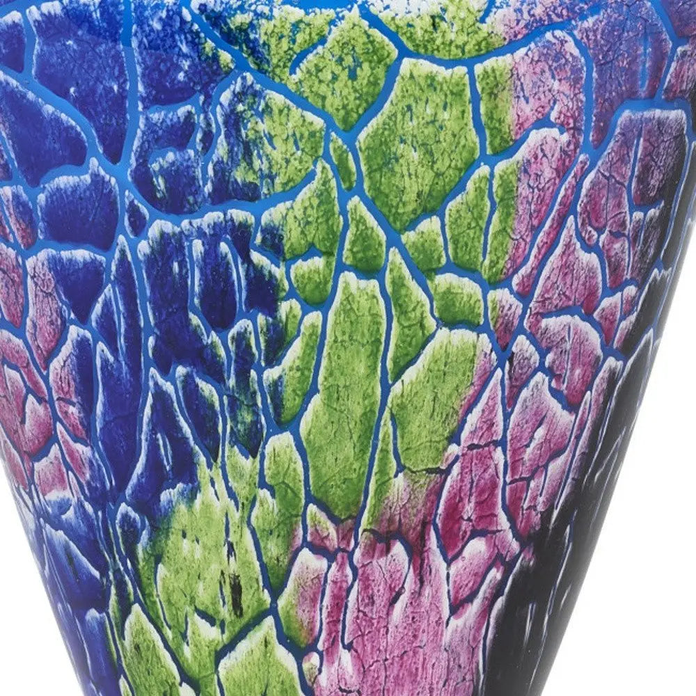 8" Blue and Green Murano Glass Abstract Oval Table Vase - NOBLE HOME INTERIORS