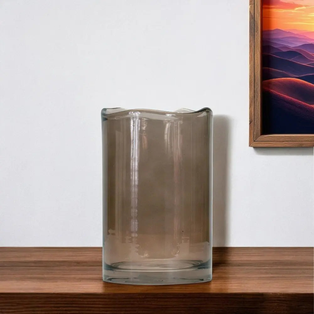 8" Brown Cylinder Glass Table Vase - NOBLE HOME INTERIORS