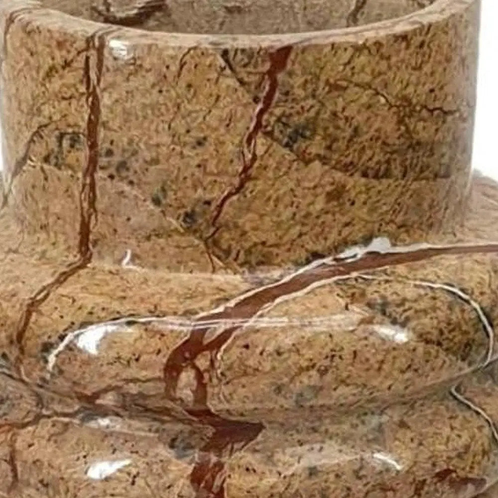 8" Brown Genuine Marble Ridged Table Vase - NOBLE HOME INTERIORS