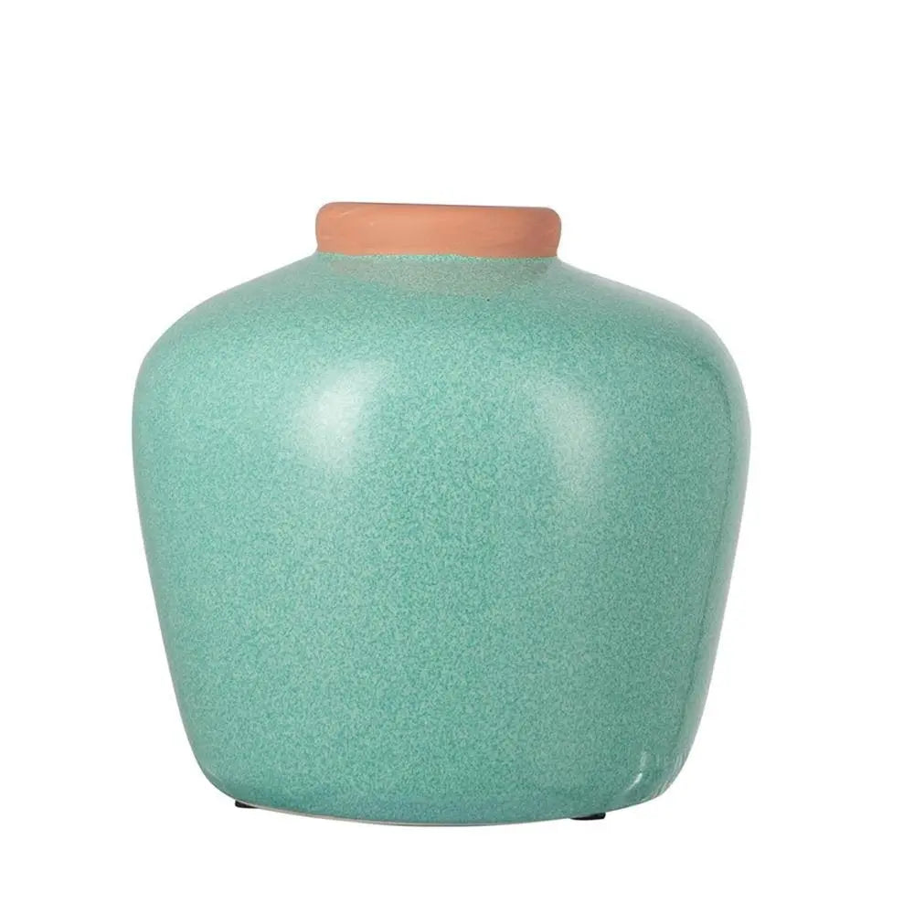 8" Brown Round Ceramic Table Vase - NOBLE HOME INTERIORS