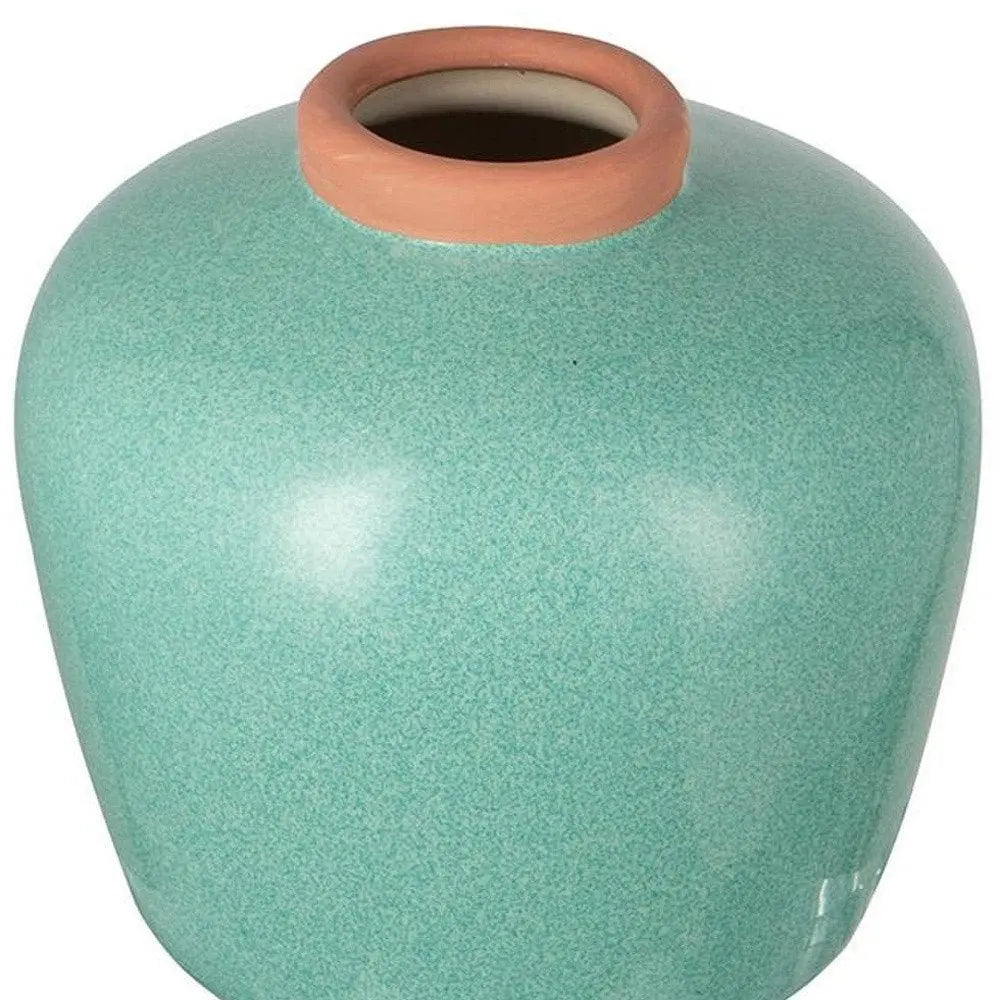 8" Brown Round Ceramic Table Vase - NOBLE HOME INTERIORS