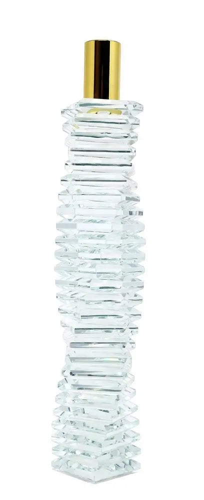 8" Clear And Gold Twisted Crystal Tabletop Taper Candlestick - NOBLE HOME INTERIORS