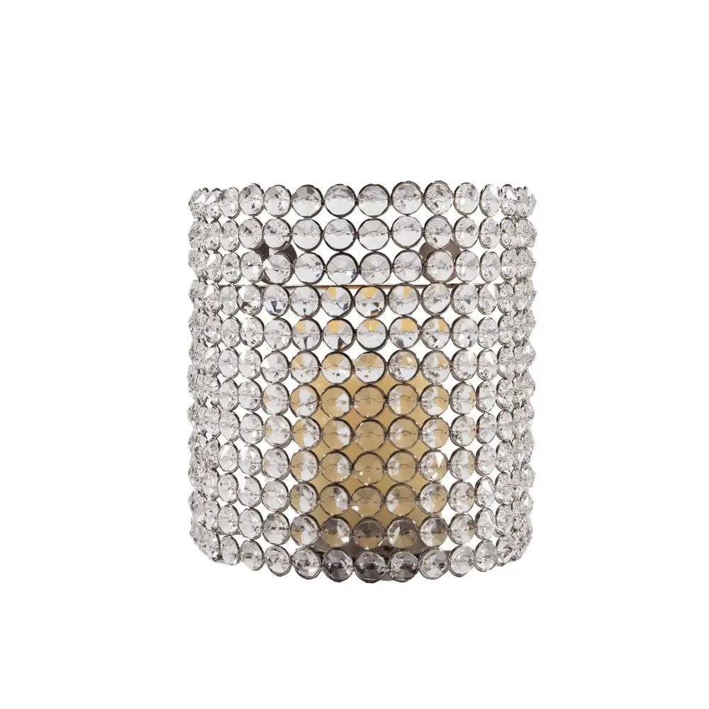 8" Clear And Silver Bejeweled Crystal Wall Sconce Candle Holder - NOBLE HOME INTERIORS