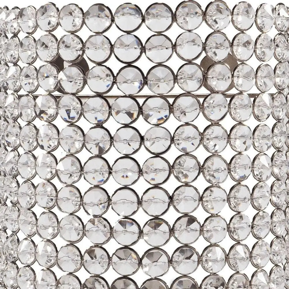 8" Clear And Silver Bejeweled Crystal Wall Sconce Candle Holder - NOBLE HOME INTERIORS
