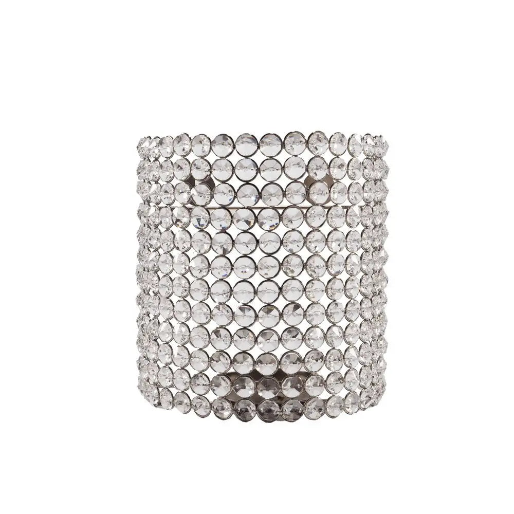 8" Clear And Silver Bejeweled Crystal Wall Sconce Candle Holder - NOBLE HOME INTERIORS