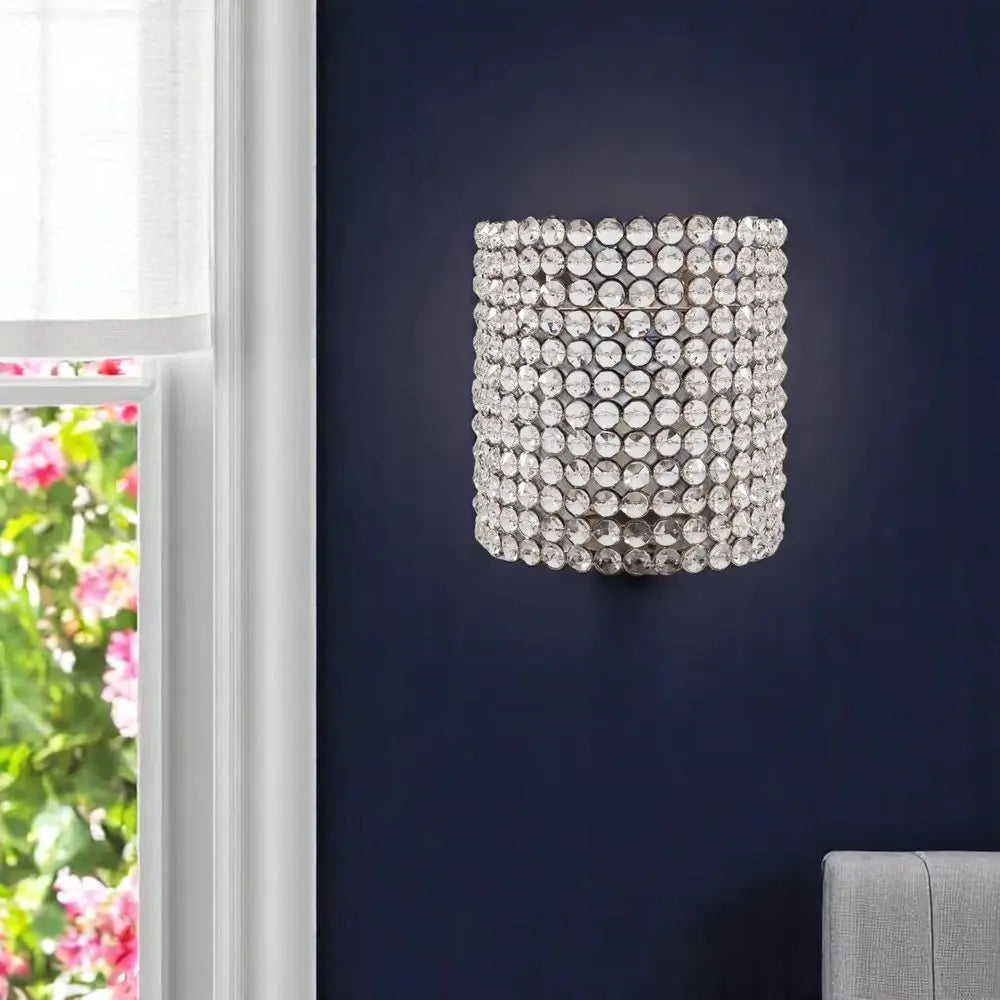 8" Clear And Silver Bejeweled Crystal Wall Sconce Candle Holder - NOBLE HOME INTERIORS