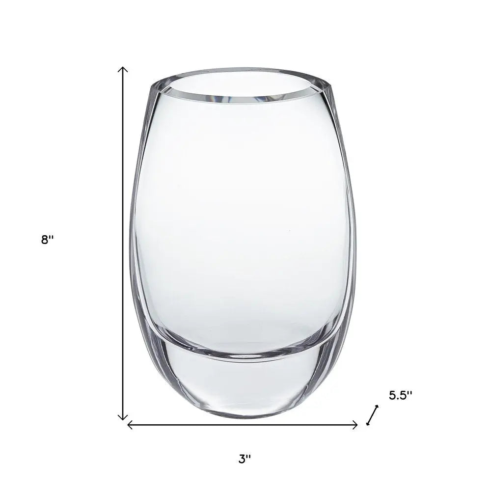 8" Clear Oval Crystal Glass Table Vase - NOBLE HOME INTERIORS