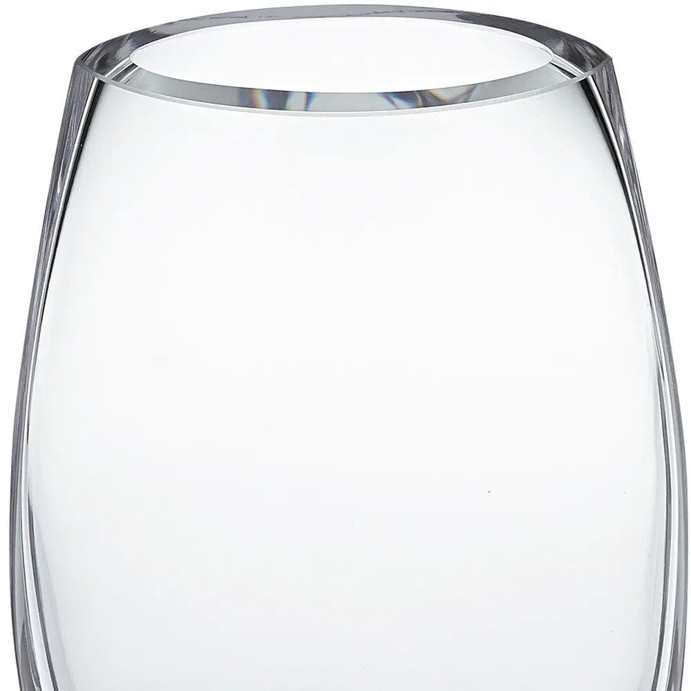 8" Clear Oval Crystal Glass Table Vase - NOBLE HOME INTERIORS