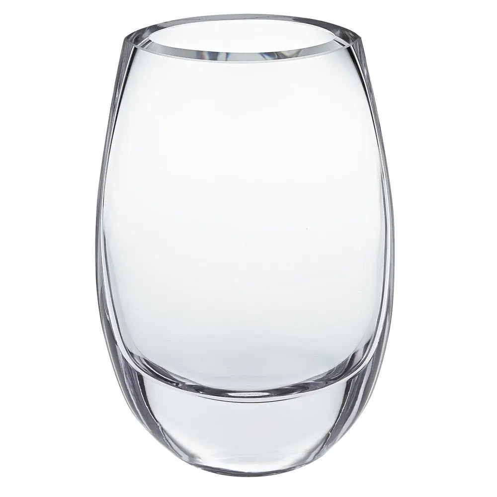 8" Clear Oval Crystal Glass Table Vase - NOBLE HOME INTERIORS