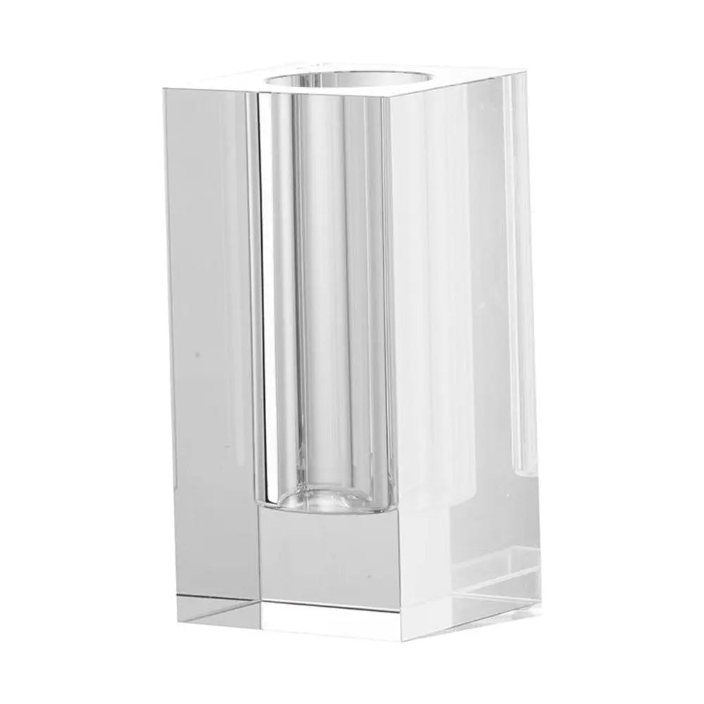 8" Clear Square Glass Table Vase - NOBLE HOME INTERIORS