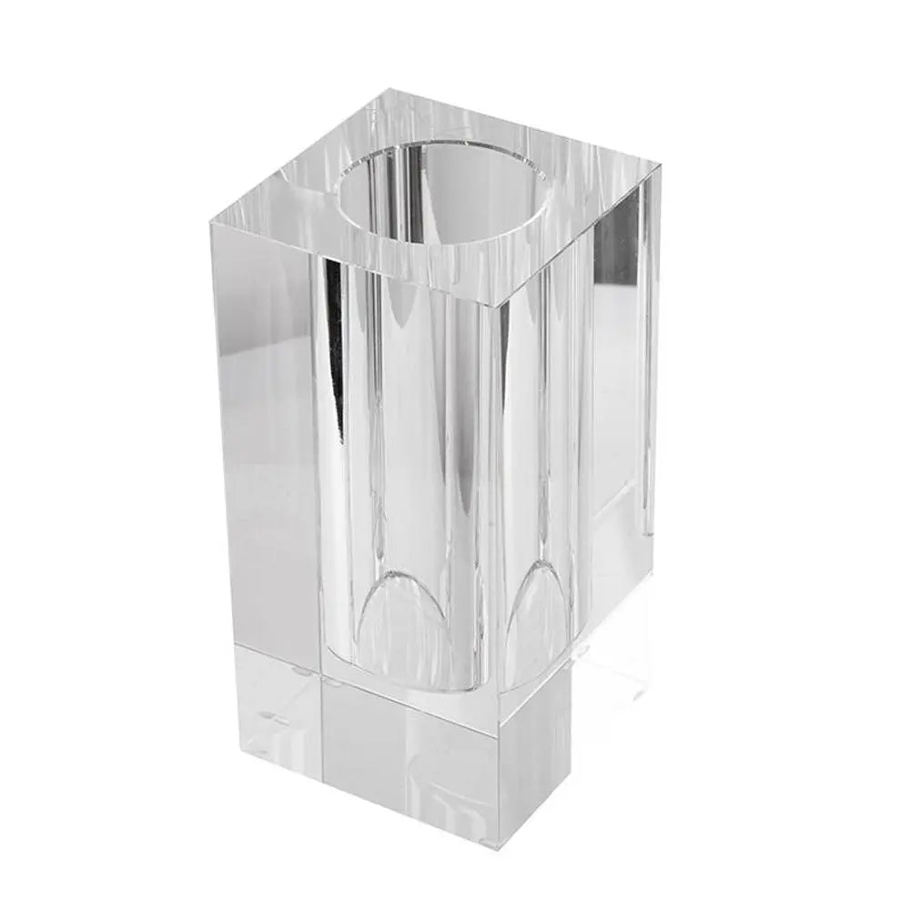 8" Clear Square Glass Table Vase - NOBLE HOME INTERIORS