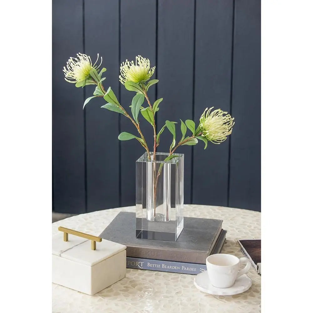 8" Clear Square Glass Table Vase - NOBLE HOME INTERIORS