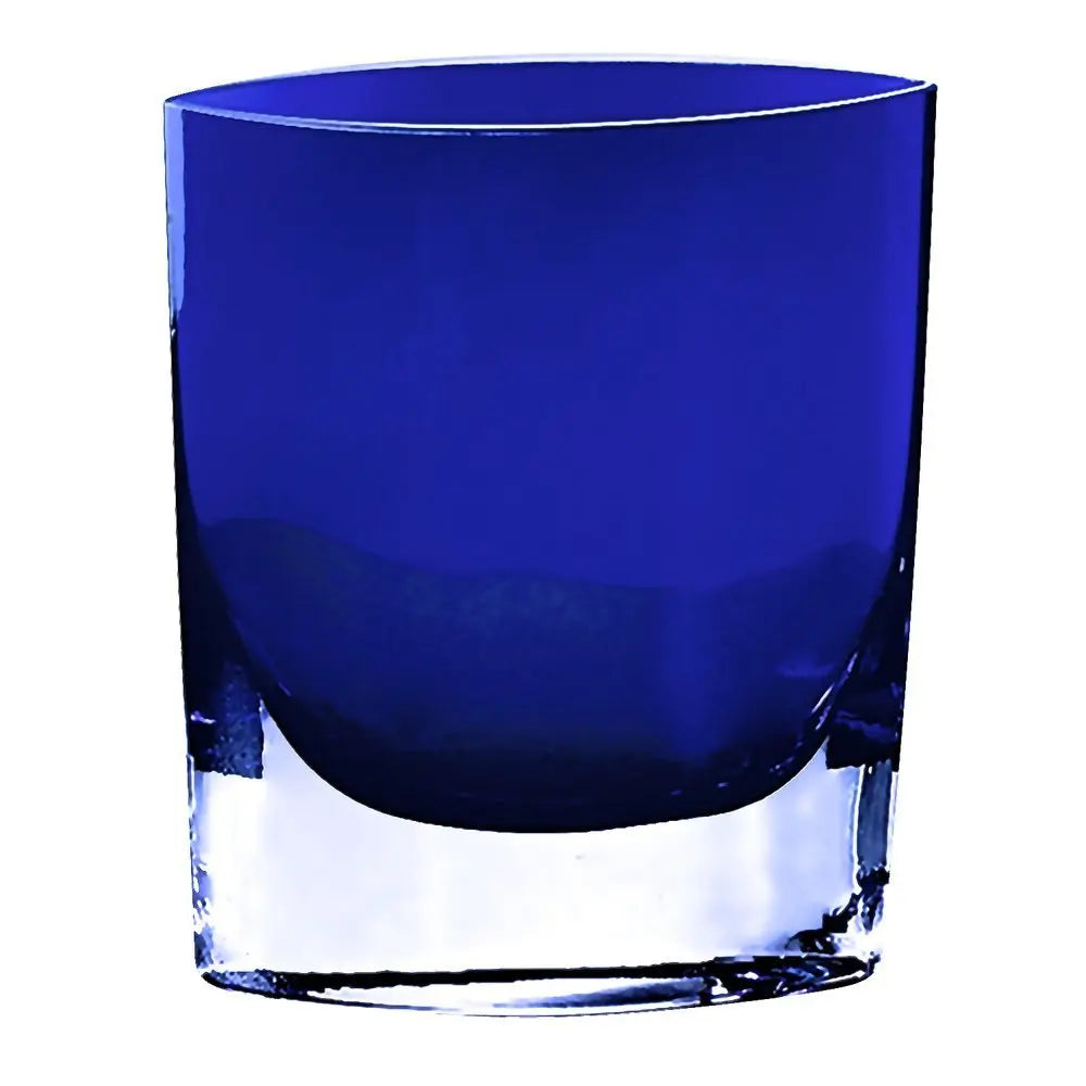 8" Cobalt And Clear Oval Lead Free Crystal Table Vase - NOBLE HOME INTERIORS