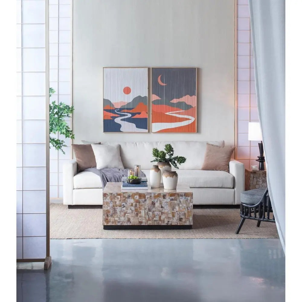 8" Ivory and Brown Ceramic Round Jug Vase - NOBLE HOME INTERIORS