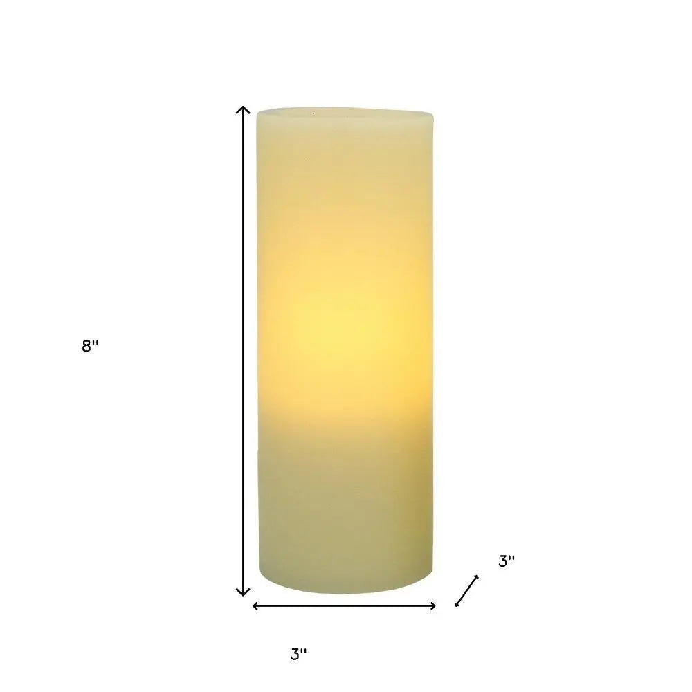 8" Ivory Flameless Pillar Candle - NOBLE HOME INTERIORS