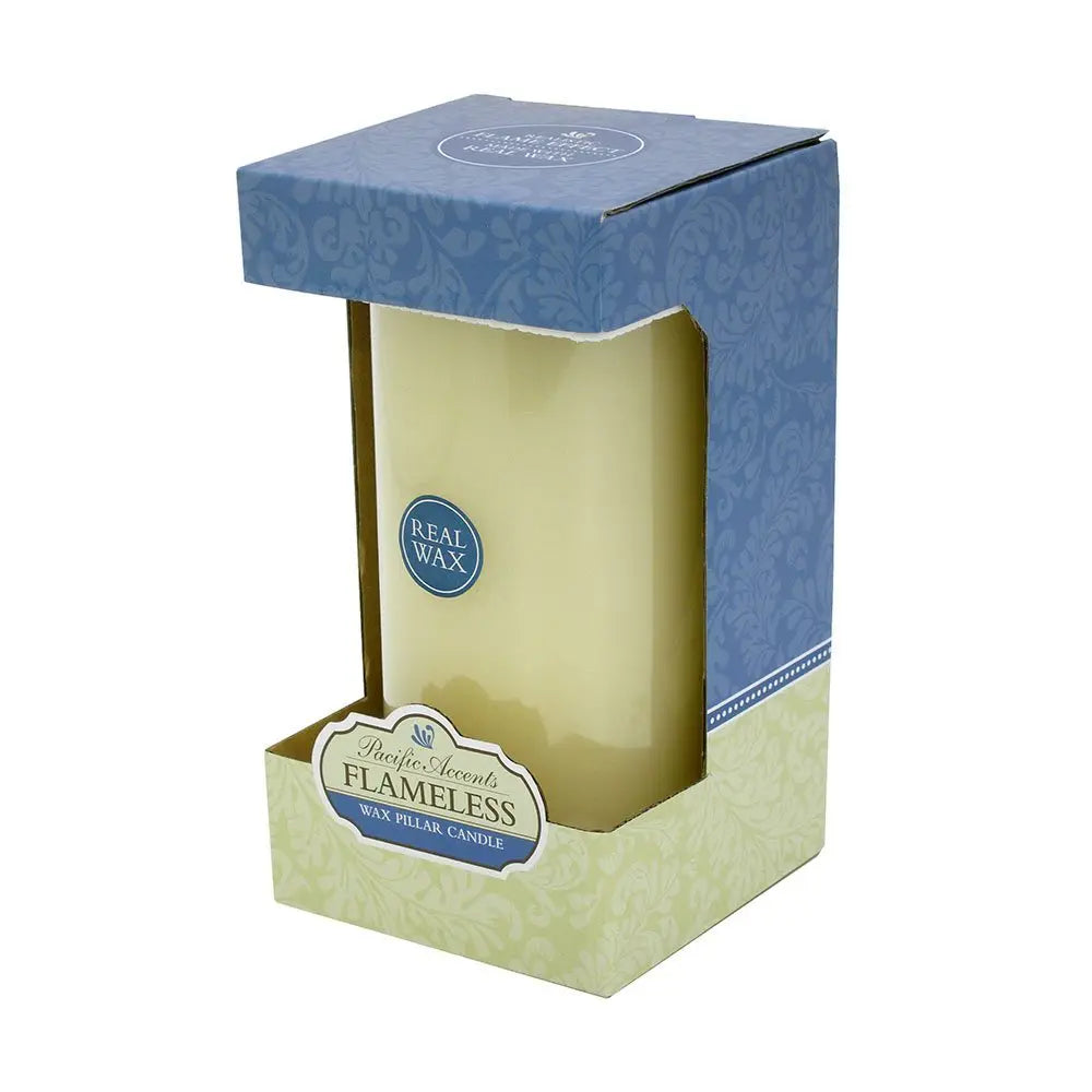 8" Ivory Flameless Pillar Candle - NOBLE HOME INTERIORS