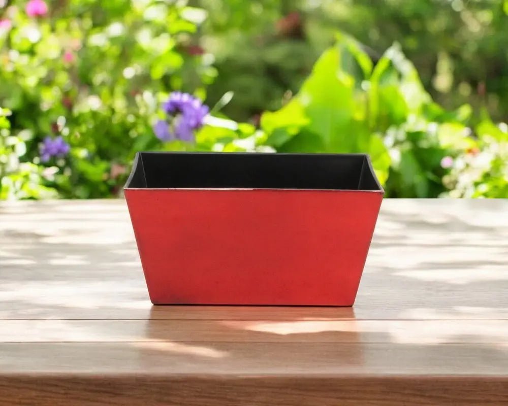 8" Red Recycled Plastic Indoor Outdoor Rectangular Planter Box - NOBLE HOME INTERIORS
