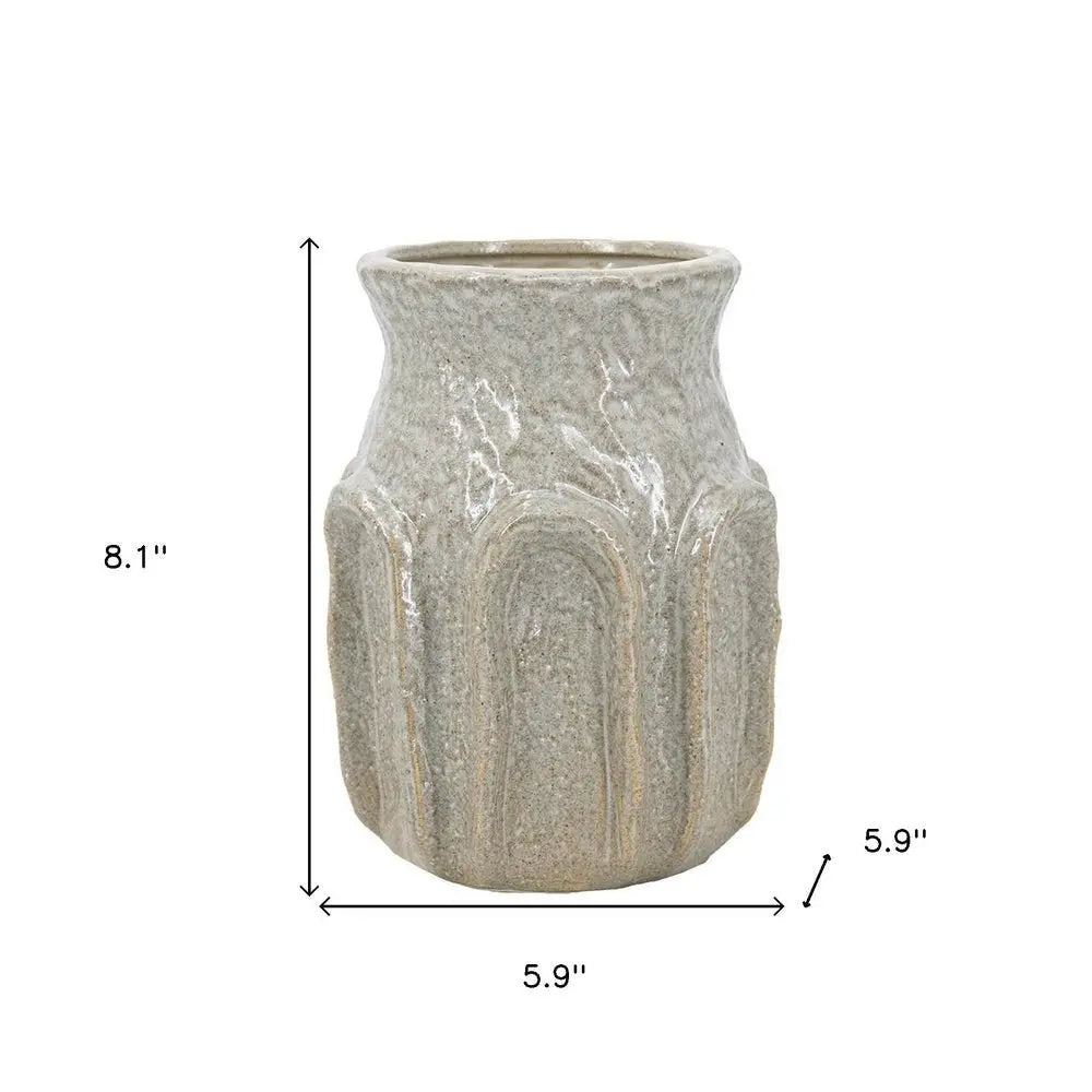 8" Sage And Gray Textural Ceramic Table Vase - NOBLE HOME INTERIORS