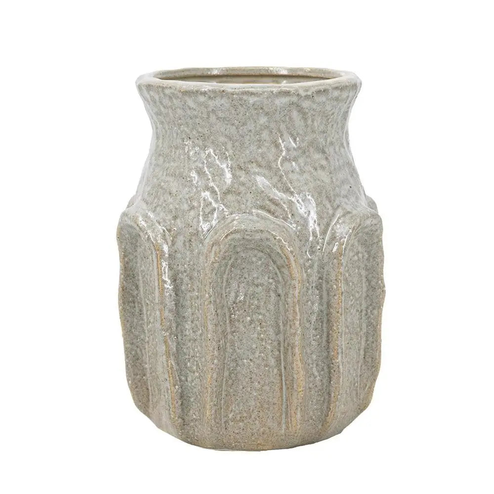 8" Sage And Gray Textural Ceramic Table Vase - NOBLE HOME INTERIORS