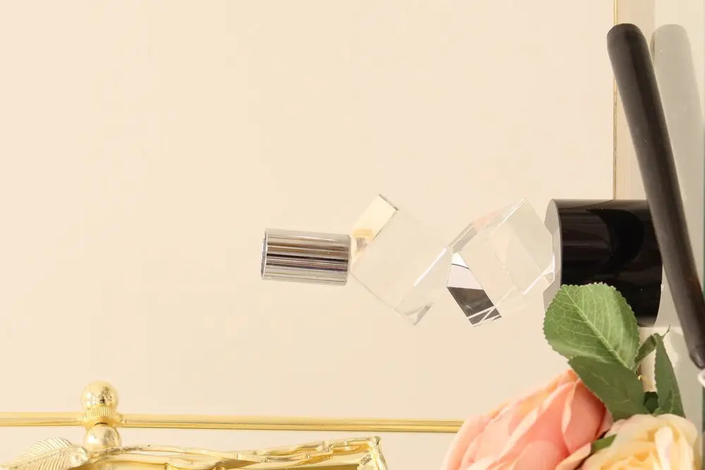 8" Silver Clear And Black Faceted Crystal Tabletop Taper Candlestick - NOBLE HOME INTERIORS