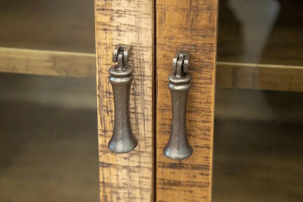 80" Brown Solid Wood Cabinet Enclosed Storage Distressed TV Stand - NOVA HOME FURNITURE