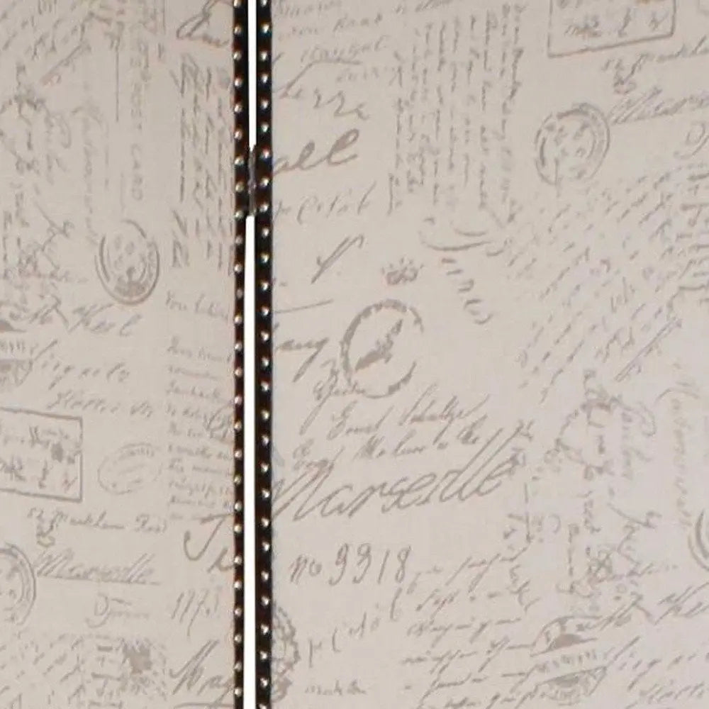 80 X 84 Beige Wood & Fabric Screen - NOBLE HOME INTERIORS