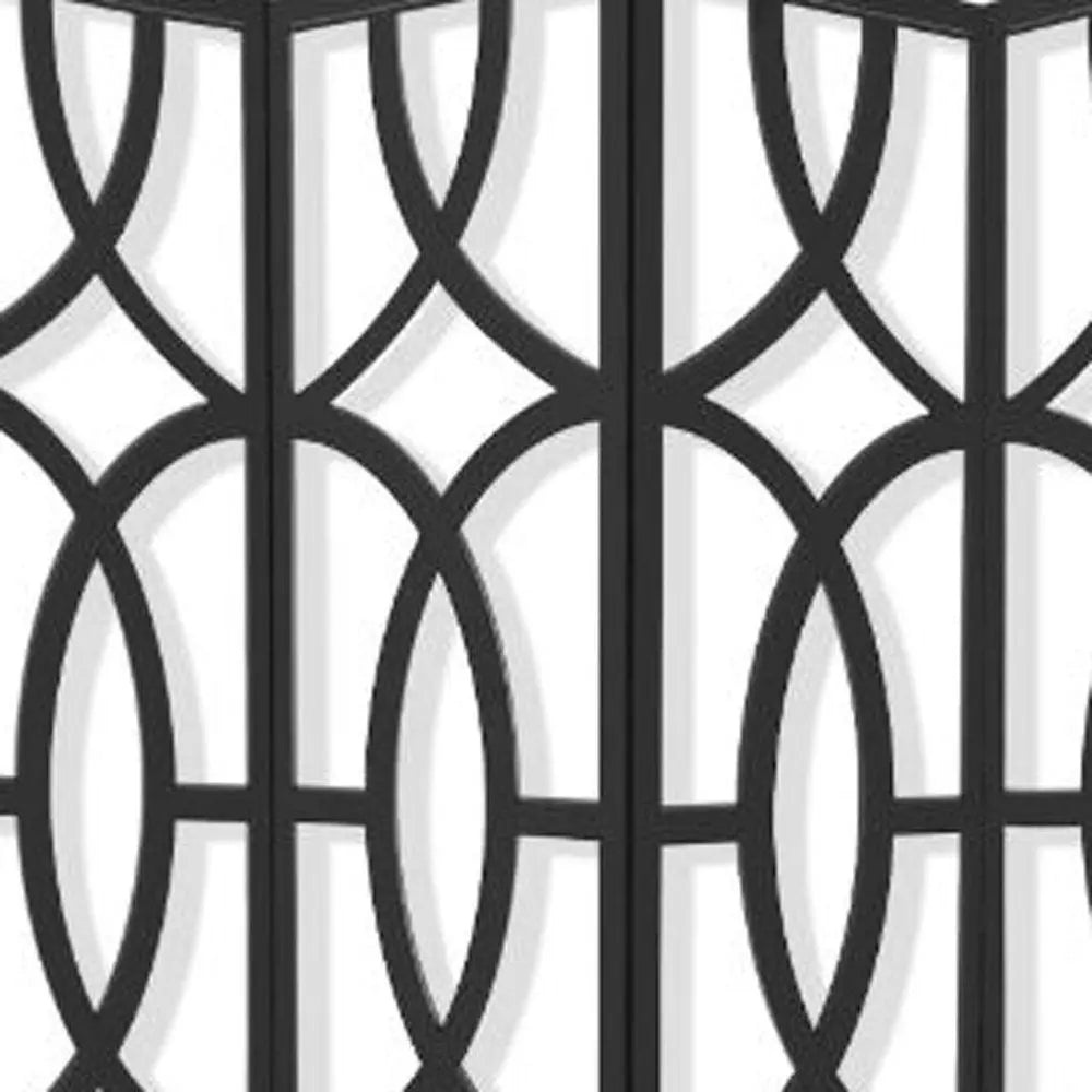 84" Black Solid Wood Folding Four Panel Screen Room Divider - NOBLE HOME INTERIORS