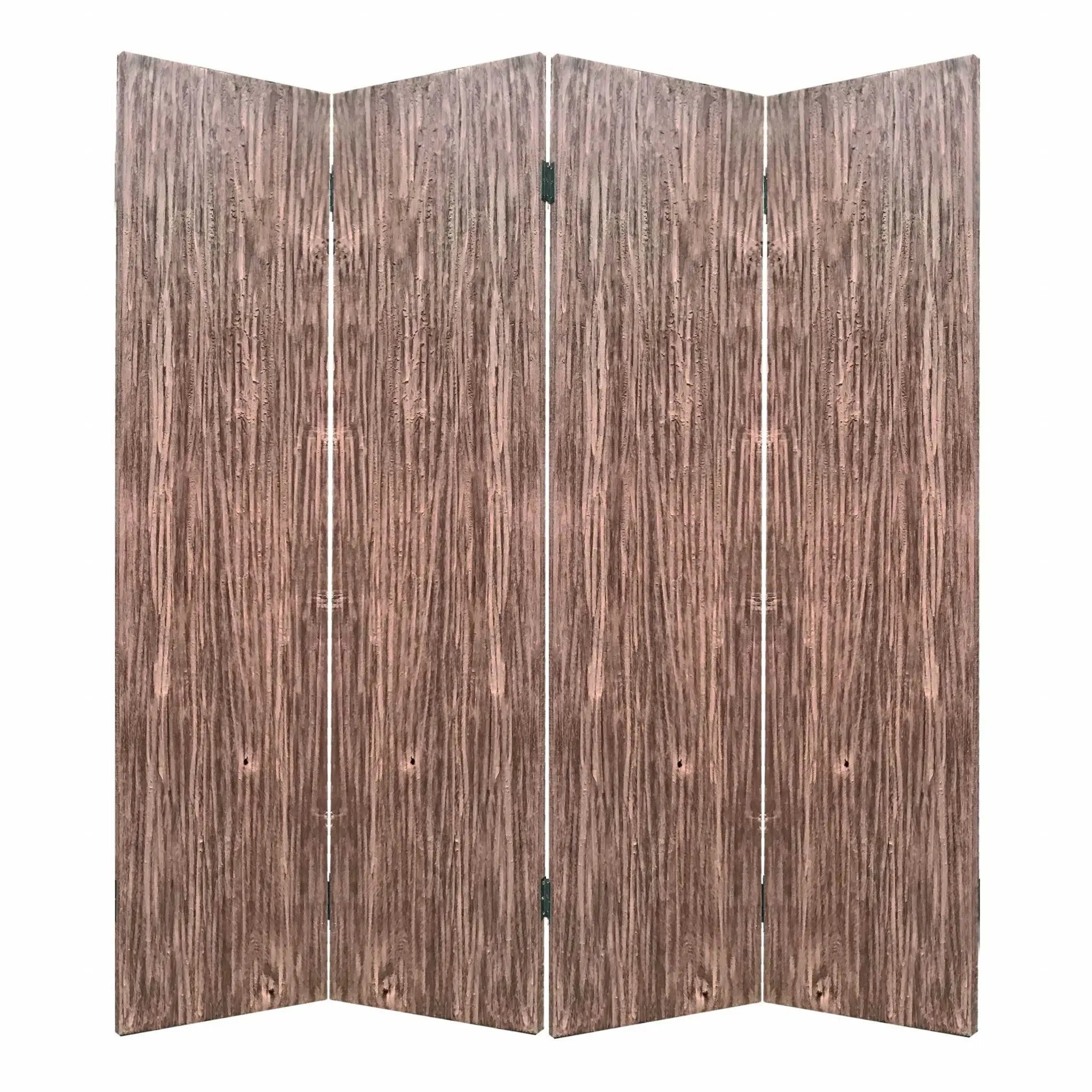 84" Brown Folding Four Panel Screen Room Divider - NOBLE HOME INTERIORS
