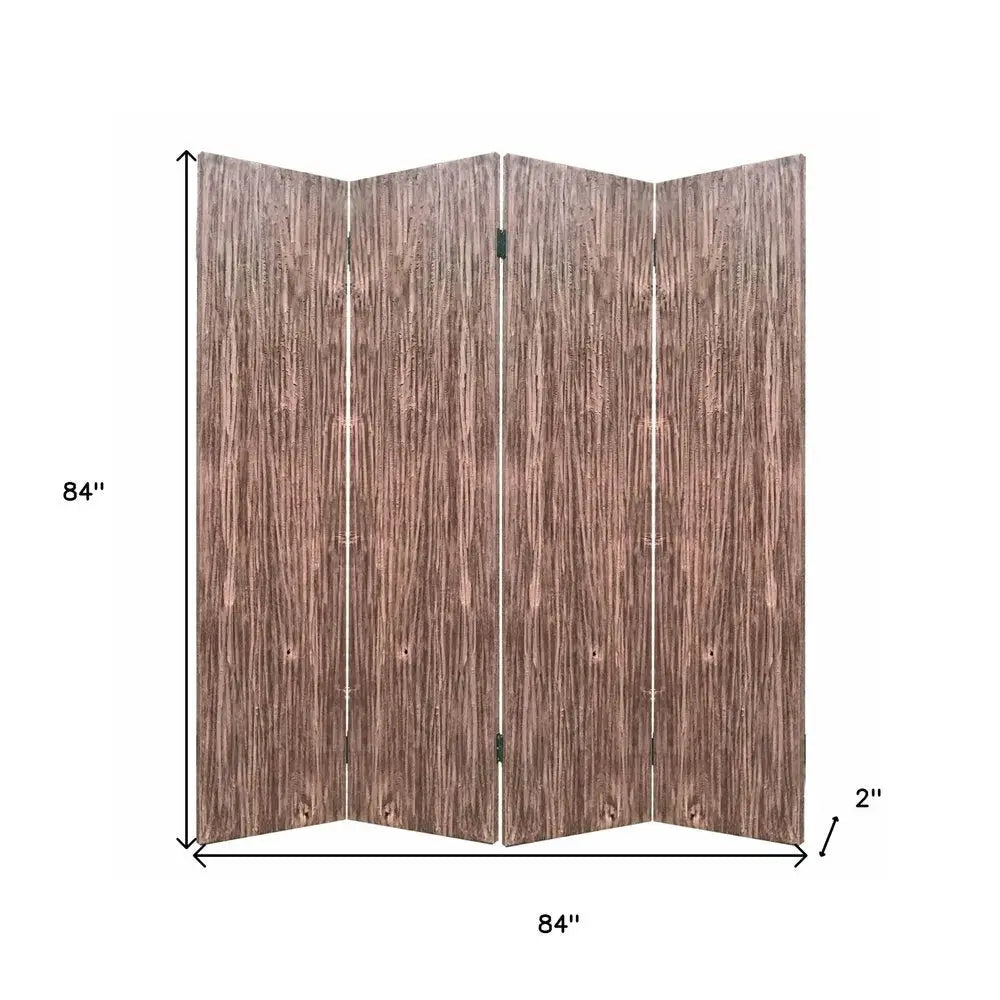 84" Brown Folding Four Panel Screen Room Divider - NOBLE HOME INTERIORS