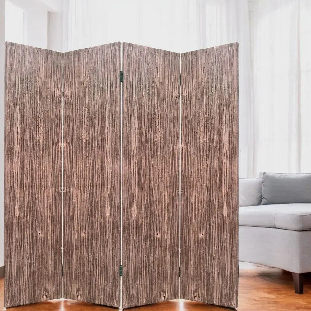 84" Brown Folding Four Panel Screen Room Divider - NOBLE HOME INTERIORS