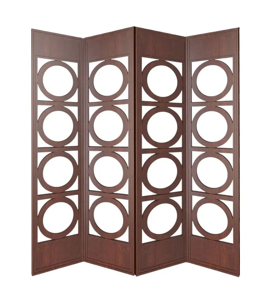 84" Brown Solid Wood Folding Four Panel Screen Room Divider - NOBLE HOME INTERIORS
