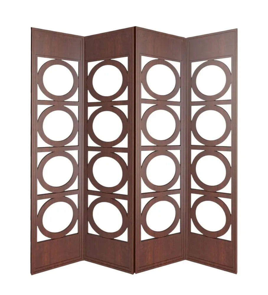 84" Brown Solid Wood Folding Four Panel Screen Room Divider - NOBLE HOME INTERIORS