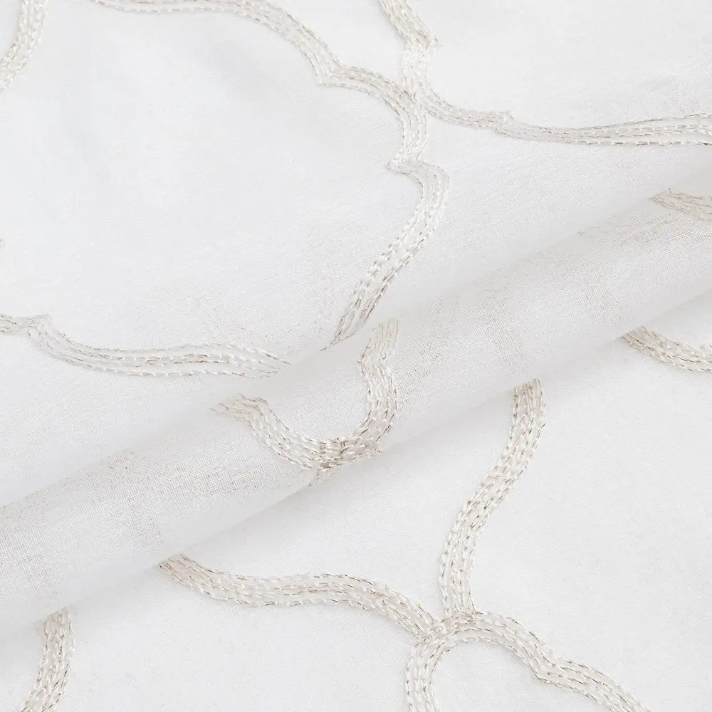 84” Charcoal Trellis Pattern Embroidered Window Curtain Panel - NOBLE HOME INTERIORS