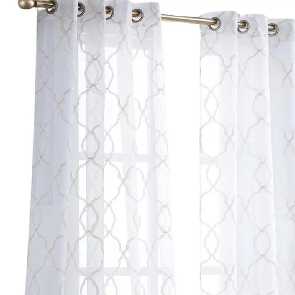 84” Charcoal Trellis Pattern Embroidered Window Curtain Panel - NOBLE HOME INTERIORS