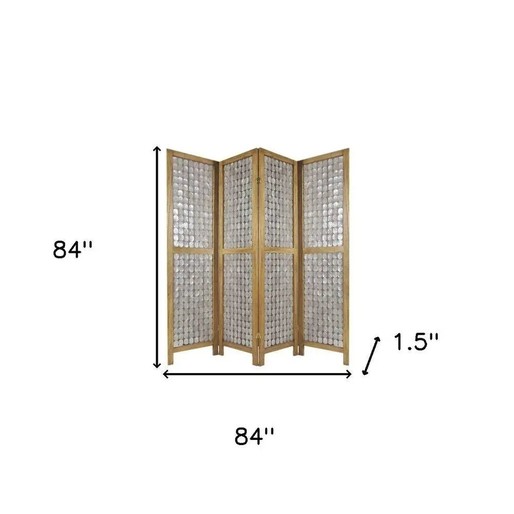 84" Clear Capiz Mother of Pearl Folding Three Panel Screen Room Divider - NOBLE HOME INTERIORS
