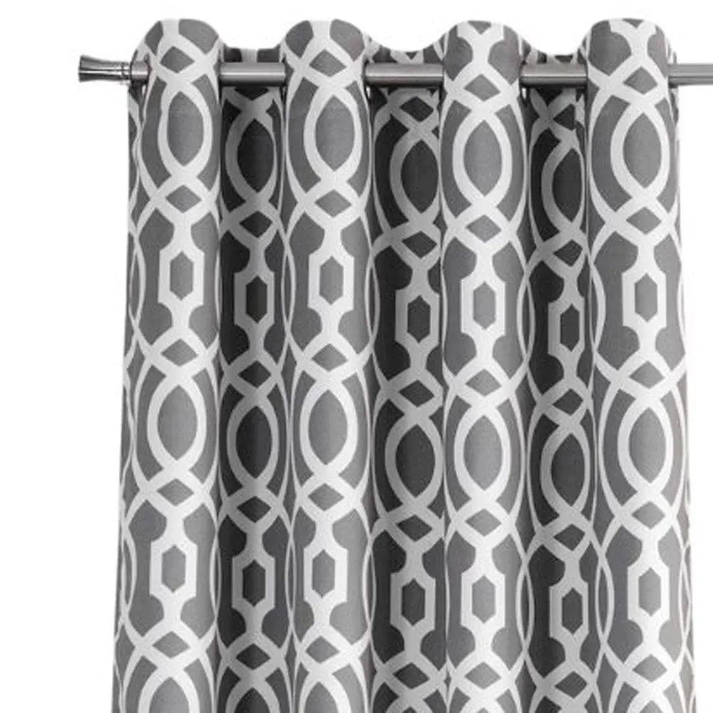84" Gray Trellis Black Out Window Curtain Panel - NOBLE HOME INTERIORS