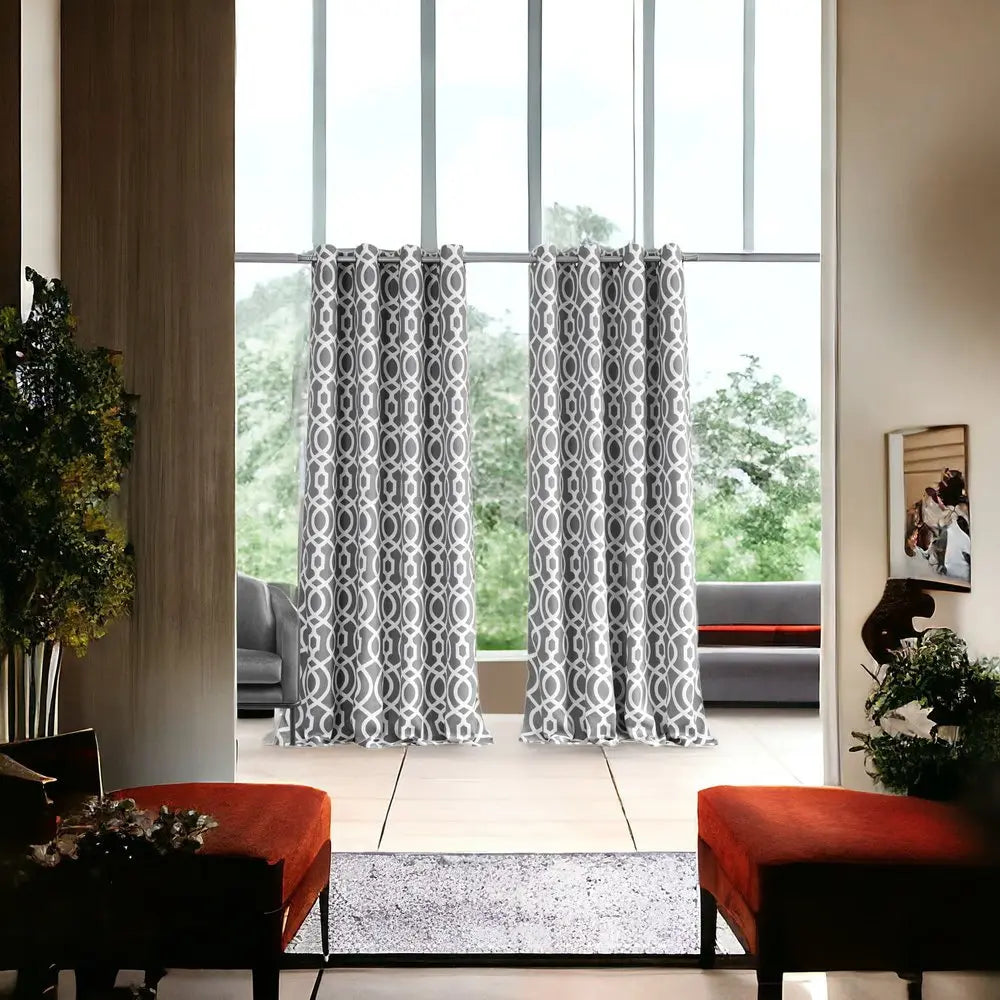 84" Gray Trellis Black Out Window Curtain Panel - NOBLE HOME INTERIORS