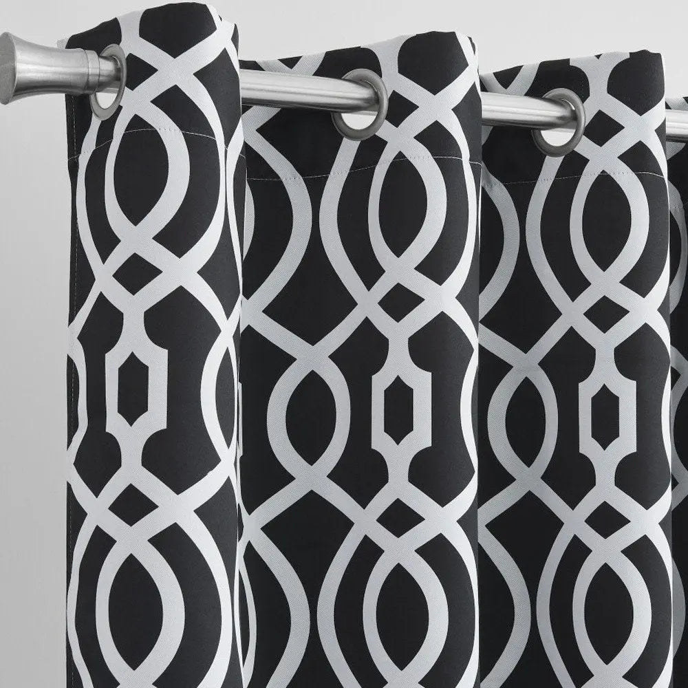 84" Jet Black Trellis Black Out Window Curtain Panel - NOBLE HOME INTERIORS