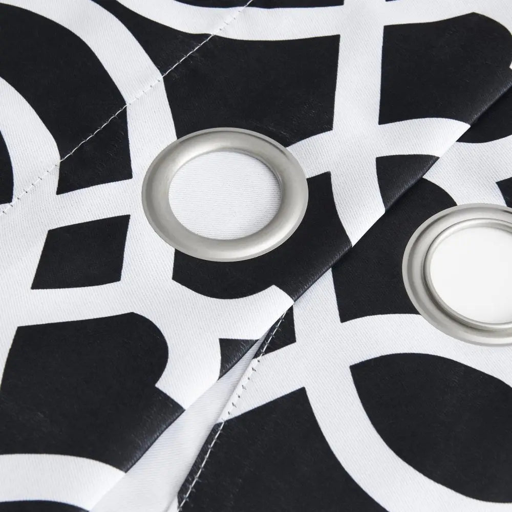 84" Jet Black Trellis Black Out Window Curtain Panel - NOBLE HOME INTERIORS