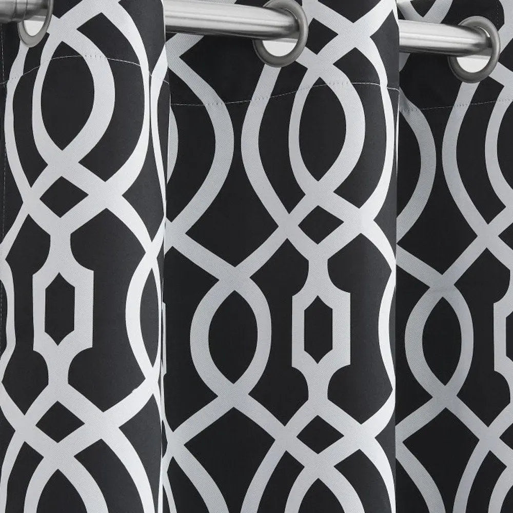 84" Jet Black Trellis Black Out Window Curtain Panel - NOBLE HOME INTERIORS
