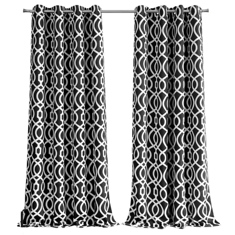 84" Jet Black Trellis Black Out Window Curtain Panel - NOBLE HOME INTERIORS
