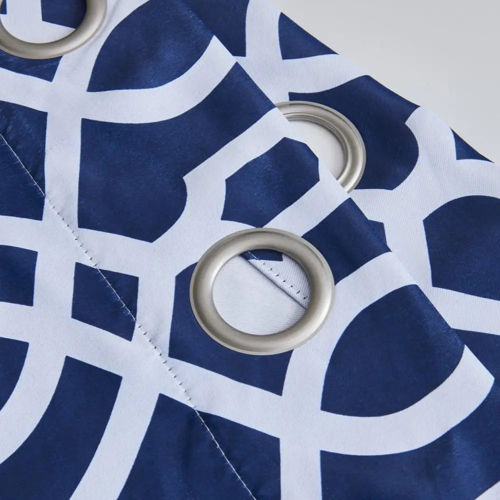 84" Navy Blue Trellis Black Out Window Curtain Panel - NOBLE HOME INTERIORS